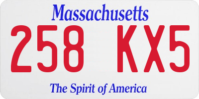 MA license plate 258KX5