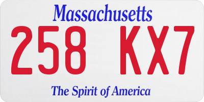 MA license plate 258KX7