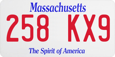MA license plate 258KX9