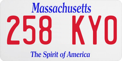 MA license plate 258KY0