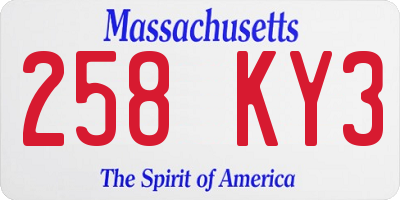 MA license plate 258KY3