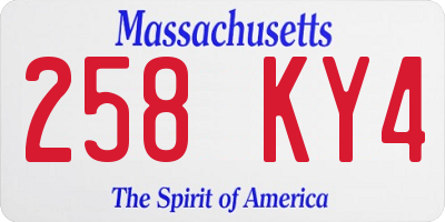 MA license plate 258KY4