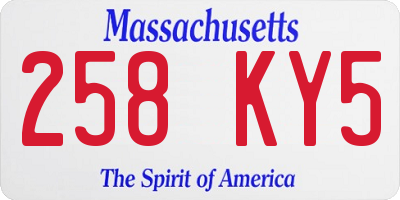 MA license plate 258KY5