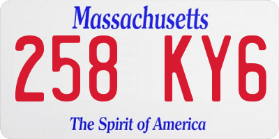 MA license plate 258KY6