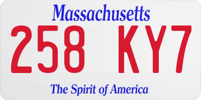MA license plate 258KY7