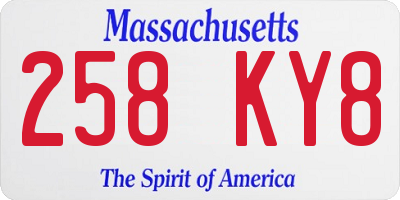 MA license plate 258KY8