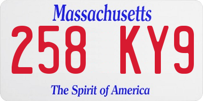 MA license plate 258KY9