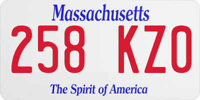 MA license plate 258KZ0