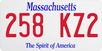 MA license plate 258KZ2