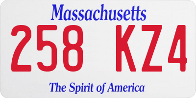 MA license plate 258KZ4