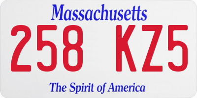 MA license plate 258KZ5