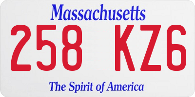 MA license plate 258KZ6
