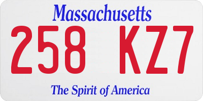 MA license plate 258KZ7