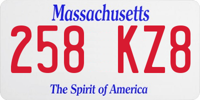 MA license plate 258KZ8