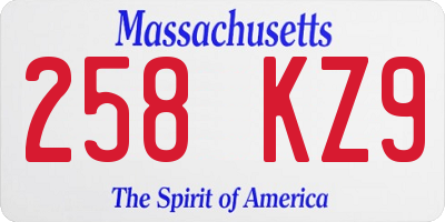 MA license plate 258KZ9
