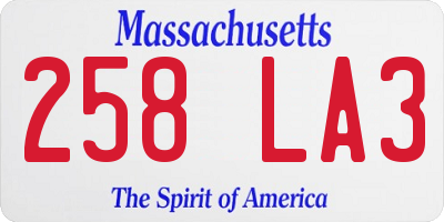 MA license plate 258LA3