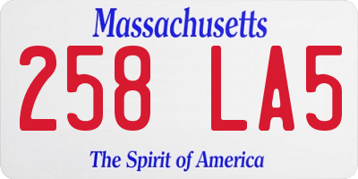 MA license plate 258LA5