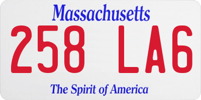 MA license plate 258LA6