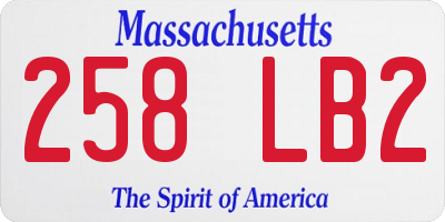 MA license plate 258LB2