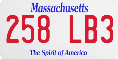 MA license plate 258LB3