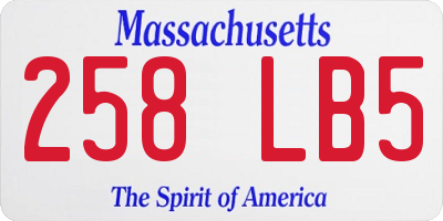 MA license plate 258LB5