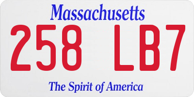 MA license plate 258LB7