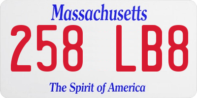 MA license plate 258LB8