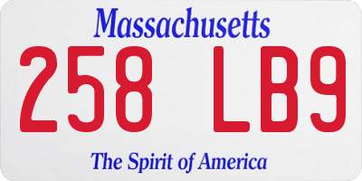 MA license plate 258LB9