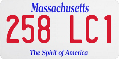 MA license plate 258LC1