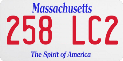 MA license plate 258LC2