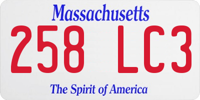 MA license plate 258LC3