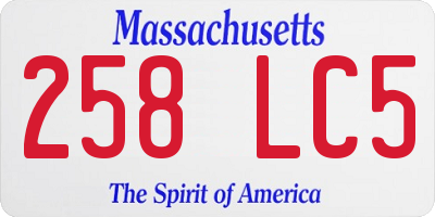 MA license plate 258LC5