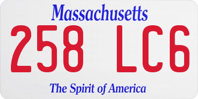 MA license plate 258LC6