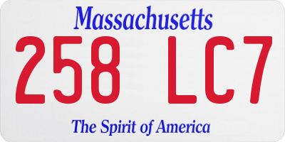 MA license plate 258LC7