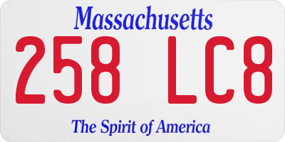 MA license plate 258LC8