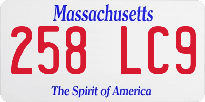 MA license plate 258LC9