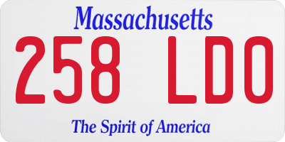 MA license plate 258LD0