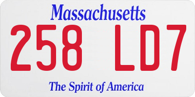 MA license plate 258LD7