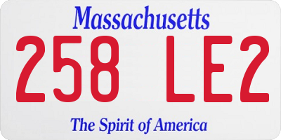 MA license plate 258LE2
