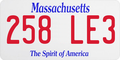 MA license plate 258LE3