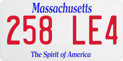 MA license plate 258LE4