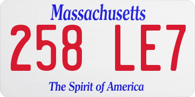 MA license plate 258LE7