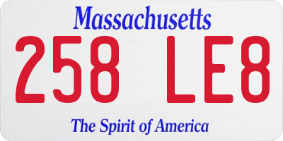 MA license plate 258LE8