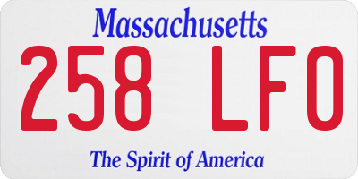 MA license plate 258LF0