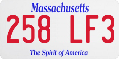 MA license plate 258LF3