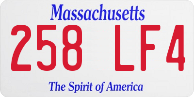 MA license plate 258LF4