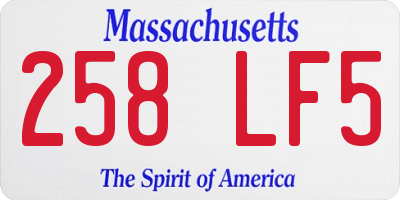 MA license plate 258LF5