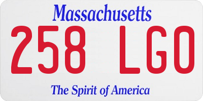 MA license plate 258LG0