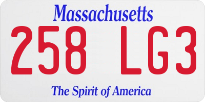 MA license plate 258LG3