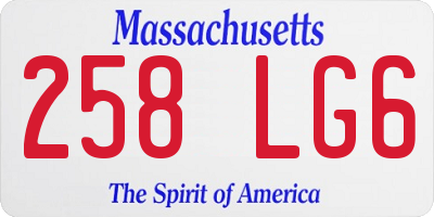 MA license plate 258LG6